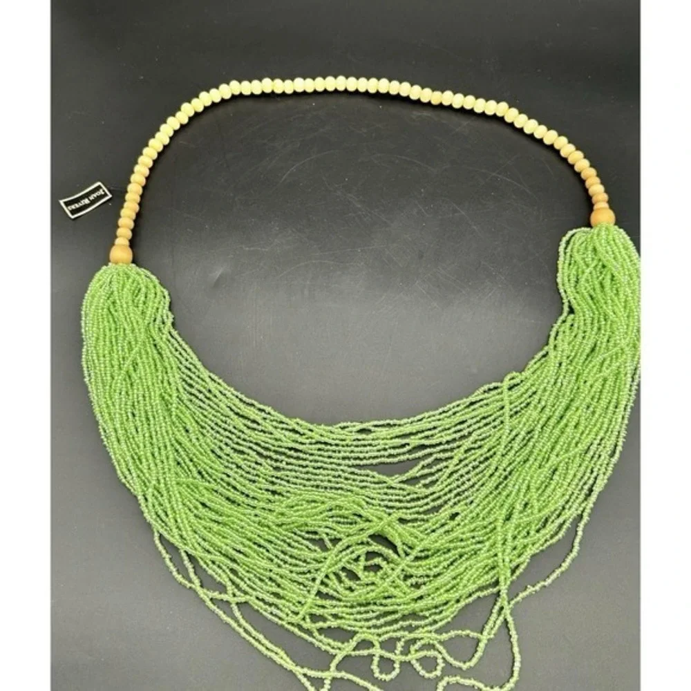Joan Rivers Seed Bead & Wood Beaded green‎ Multi Strand 32